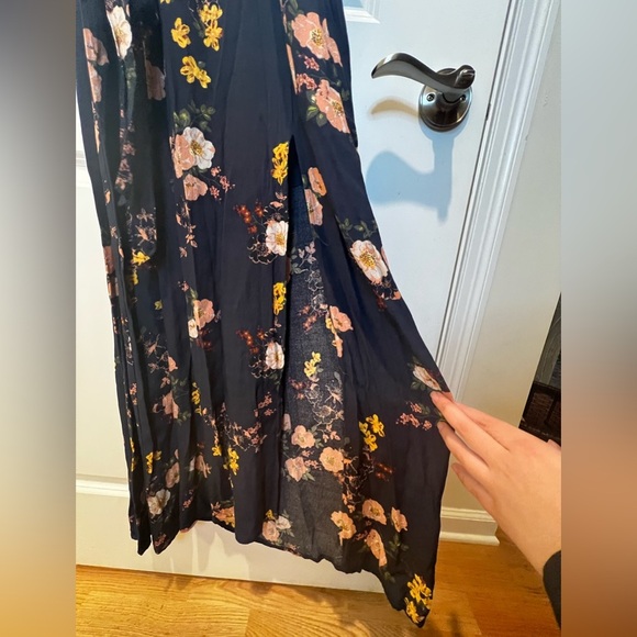 Sanctuary One Shoulder Blue Floral Maxi Dress Size Large - Picture 12 of 13